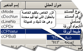 يستطيع المستخدم التعرف على القيم الخاصة بأي حقل كما تم تعريفها بقاعدة البيانات