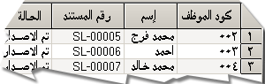 جدول المستندات المصدرة آلياً